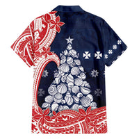 Wallis And Futuna Christmas Family Matching Long Sleeve Bodycon Dress and Hawaiian Shirt Seashell Xmas Tree Tribal Waves - Polynesian Pride