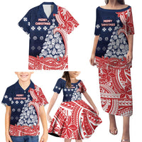 Wallis And Futuna Christmas Family Matching Puletasi and Hawaiian Shirt Seashell Xmas Tree Tribal Waves DT05 - Polynesian Pride