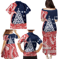Wallis And Futuna Christmas Family Matching Puletasi and Hawaiian Shirt Seashell Xmas Tree Tribal Waves DT05 - Polynesian Pride