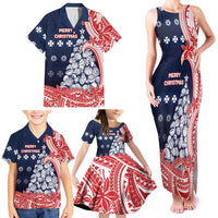 Wallis And Futuna Christmas Family Matching Tank Maxi Dress and Hawaiian Shirt Seashell Xmas Tree Tribal Waves - Polynesian Pride