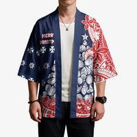 Wallis And Futuna Christmas Kimono Seashell Xmas Tree Tribal Waves - Polynesian Pride