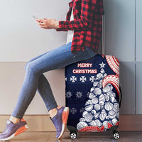 Wallis And Futuna Christmas Luggage Cover Seashell Xmas Tree Tribal Waves - Polynesian Pride