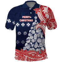 Wallis And Futuna Christmas Polo Shirt Seashell Xmas Tree Tribal Waves - Polynesian Pride