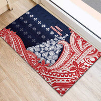 Wallis And Futuna Christmas Rubber Doormat Seashell Xmas Tree Tribal Waves - Polynesian Pride