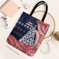 Wallis And Futuna Christmas Tote Bag Seashell Xmas Tree Tribal Waves - Polynesian Pride