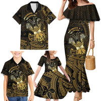 Niue Christmas Family Matching Mermaid Dress and Hawaiian Shirt Niuean Crab Xmas Tribal Waves - Polynesian Pride