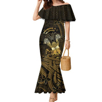 Niue Christmas Family Matching Mermaid Dress and Hawaiian Shirt Niuean Crab Xmas Tribal Waves - Polynesian Pride