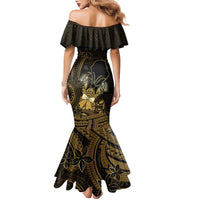 Niue Christmas Family Matching Mermaid Dress and Hawaiian Shirt Niuean Crab Xmas Tribal Waves - Polynesian Pride