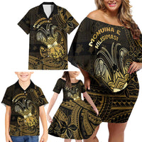 Niue Christmas Family Matching Off Shoulder Short Dress and Hawaiian Shirt Niuean Crab Xmas Tribal Waves - Polynesian Pride