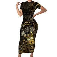 Niue Christmas Family Matching Short Sleeve Bodycon Dress and Hawaiian Shirt Niuean Crab Xmas Tribal Waves - Polynesian Pride