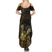 Niue Christmas Family Matching Summer Maxi Dress and Hawaiian Shirt Niuean Crab Xmas Tribal Waves - Polynesian Pride