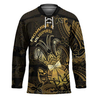 Niue Christmas Hockey Jersey Niuean Crab Xmas Tribal Waves DT05 Unisex Gold - Polynesian Pride