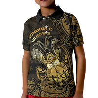 Niue Christmas Kid Polo Shirt Niuean Crab Xmas Tribal Waves DT05 Kid Gold - Polynesian Pride