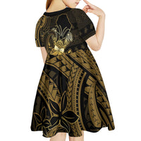 Niue Christmas Kid Short Sleeve Dress Niuean Crab Xmas Tribal Waves - Polynesian Pride