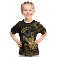 Niue Christmas Kid T Shirt Niuean Crab Xmas Tribal Waves DT05 Gold - Polynesian Pride