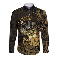 Niue Christmas Long Sleeve Button Shirt Niuean Crab Xmas Tribal Waves - Polynesian Pride