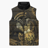 Niue Christmas Sleeveless Puffer Jacket Niuean Crab Xmas Tribal Waves - Polynesian Pride