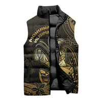 Niue Christmas Sleeveless Puffer Jacket Niuean Crab Xmas Tribal Waves - Polynesian Pride