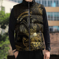 Niue Christmas Sleeveless Puffer Jacket Niuean Crab Xmas Tribal Waves - Polynesian Pride