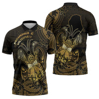 Niue Christmas Zipper Polo Shirt Niuean Crab Xmas Tribal Waves DT05 - Polynesian Pride