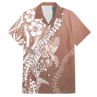 Hawaii Puakenikeni And Maile Lei Family Matching Off Shoulder Maxi Dress and Hawaiian Shirt Brown Polynesian Shark Tattoo DT05
