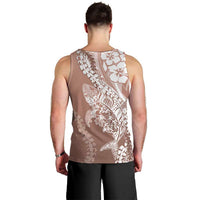 Hawaii Puakenikeni And Maile Lei Men Tank Top Brown Polynesian Shark Tattoo DT05