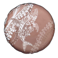 Hawaii Puakenikeni And Maile Lei Spare Tire Cover Brown Polynesian Shark Tattoo DT05