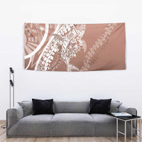 Hawaii Puakenikeni And Maile Lei Tapestry Brown Polynesian Shark Tattoo DT05