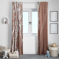 Hawaii Puakenikeni And Maile Lei Window Curtain Brown Polynesian Shark Tattoo DT05