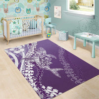 Hawaii Puakenikeni And Maile Lei Area Rug Violet Polynesian Shark Tattoo DT05