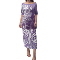 Hawaii Puakenikeni And Maile Lei Family Matching Puletasi and Hawaiian Shirt Violet Polynesian Shark Tattoo DT05