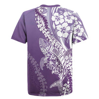 Hawaii Puakenikeni And Maile Lei Rugby Jersey Violet Polynesian Shark Tattoo DT05