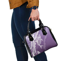 Hawaii Puakenikeni And Maile Lei Shoulder Handbag Violet Polynesian Shark Tattoo DT05