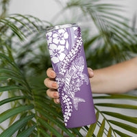 Hawaii Puakenikeni And Maile Lei Skinny Tumbler Violet Polynesian Shark Tattoo DT05