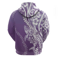Hawaii Puakenikeni And Maile Lei Zip Hoodie Violet Polynesian Shark Tattoo DT05