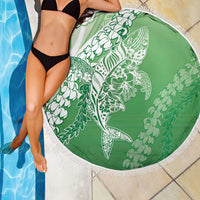 Hawaii Puakenikeni And Maile Lei Beach Blanket Green Polynesian Shark Tattoo DT05