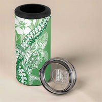 Hawaii Puakenikeni And Maile Lei 4 in 1 Can Cooler Tumbler Green Polynesian Shark Tattoo DT05