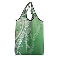 Hawaii Puakenikeni And Maile Lei Grocery Bag Green Polynesian Shark Tattoo DT05