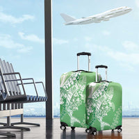 Hawaii Puakenikeni And Maile Lei Luggage Cover Green Polynesian Shark Tattoo DT05