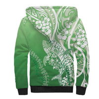 Hawaii Puakenikeni And Maile Lei Sherpa Hoodie Green Polynesian Shark Tattoo DT05