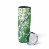 Hawaii Puakenikeni And Maile Lei Skinny Tumbler Green Polynesian Shark Tattoo DT05