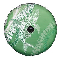Hawaii Puakenikeni And Maile Lei Spare Tire Cover Green Polynesian Shark Tattoo DT05