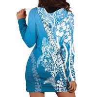 Hawaii Puakenikeni And Maile Lei Hoodie Dress Blue Polynesian Shark Tattoo DT05
