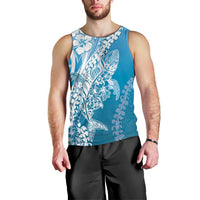 Hawaii Puakenikeni And Maile Lei Men Tank Top Blue Polynesian Shark Tattoo DT05