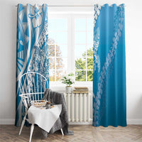 Hawaii Puakenikeni And Maile Lei Window Curtain Blue Polynesian Shark Tattoo DT05
