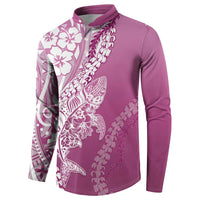 Hawaii Puakenikeni And Maile Lei Button Sweatshirt Pink Polynesian Shark Tattoo DT05 - Polynesian Pride