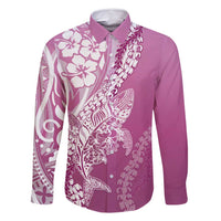 Hawaii Puakenikeni And Maile Lei Family Matching Mermaid Dress and Hawaiian Shirt Pink Polynesian Shark Tattoo DT05