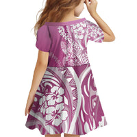 Hawaii Puakenikeni And Maile Lei Family Matching Off The Shoulder Long Sleeve Dress and Hawaiian Shirt Pink Polynesian Shark Tattoo DT05