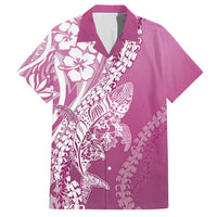 Hawaii Puakenikeni And Maile Lei Family Matching Short Sleeve Bodycon Dress and Hawaiian Shirt Pink Polynesian Shark Tattoo DT05
