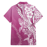 Hawaii Puakenikeni And Maile Lei Family Matching Tank Maxi Dress and Hawaiian Shirt Pink Polynesian Shark Tattoo DT05